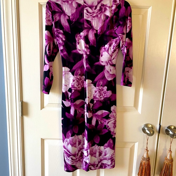 Boston Proper purple peonies midi dress - Picture 4 of 10